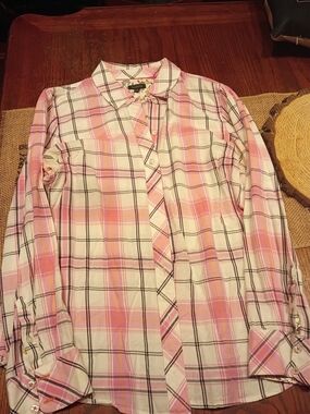 Talbots Pink and White Plaid Button-Down Shirt